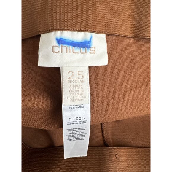 Chicos 2.5 Womens Regular Fit Brown ponte knit Pants Size 14 straight leg - Picture 2 of 4